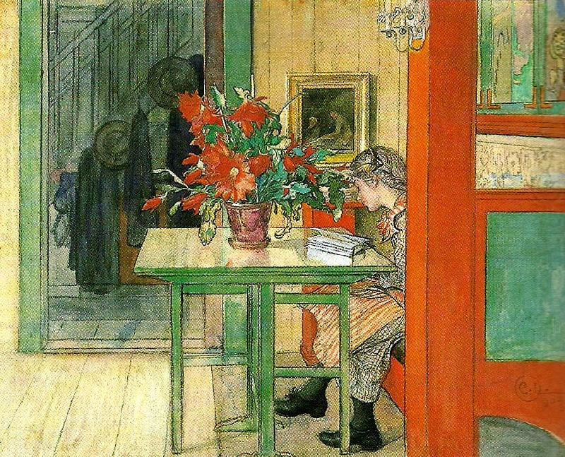 lisbeth laser-lisbeth lasande. rod kaktus, Carl Larsson